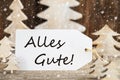 Christmas Tree, Label, Alles Gute Means Best Wishes, Snowflakes