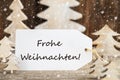 Christmas Tree, Label, Frohe Weihnachten Means Merry Christmas, Snowflakes