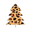 Spotted Christmas tree on a white background. Trendy leopard print. Royalty Free Stock Photo