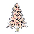 Christmas tree leopard pattern vector holiday card. Leopard tree Royalty Free Stock Photo