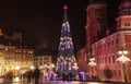 CHRISTMAS TREE, LIGHTINGS IN OLD TOWN, WARSAW, POLAND. Royalty Free Stock Photo