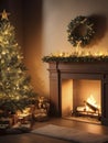 Christmas Tree Lights Adorning the Cozy Home Decor