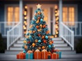 Christmas tree lights in blue Royalty Free Stock Photo
