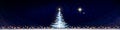 White Christmas tree isolated on stars sky background. Royalty Free Stock Photo
