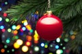 Christmas Tree Lights And Ornament Royalty Free Stock Photo