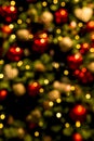 Christmas tree with lights and ornaments blurred