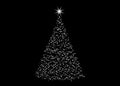 Christmas tree from lights with star design isolated on black b Royalty Free Stock Photo