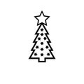 Christmas tree line icon, decorated conifer outline and filled vector sign, linear and full pictogram isolated on white Royalty Free Stock Photo