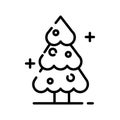 Christmas tree line icon, decorated conifer outline and filled vector sign Royalty Free Stock Photo