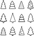 Christmas tree line icon. Holiday design elements set. Royalty Free Stock Photo