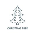 Christmas tree line icon, vector. Christmas tree outline sign, concept symbol, flat illustration Royalty Free Stock Photo