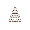 Christmas tree line icon. Vintage christmas tree Royalty Free Stock Photo
