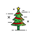 Christmas tree line icon Royalty Free Stock Photo
