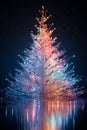 a christmas tree lit up with colored lights Royalty Free Stock Photo