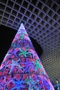 Christmas tree lit up, Seville, Andalusia, Spain