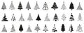 Christmas tree logo collection. Pine, spruce tree icon for Christmas and New Year holiday. Set of various Christmas tree Royalty Free Stock Photo