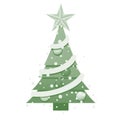 A Christmas tree for logos,stylized,simple and green,with a star and a New Year mood