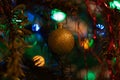 Christmas tree. low key. close up. santa Royalty Free Stock Photo