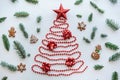 A Christmas tree made of beads and a star on top. Celebratory concept. Royalty Free Stock Photo