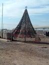 Christmas tree made of camo netting in Iraq