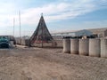 Christmas tree made of camo netting in Iraq