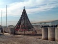 Christmas tree made of camo netting in Iraq