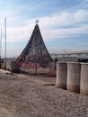 Christmas tree made of camo netting in Iraq