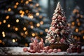 Christmas tree made of candy canes, caramel and other sweets