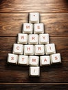 Christmas tree made of computer keys,tree background with vignette