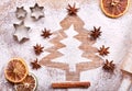 Christmas tree made from flour on desk Royalty Free Stock Photo