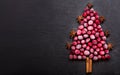 Christmas tree made of frozen cranberries