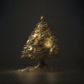 Christmas tree made of gold coins on a dark background. A pile of coins Royalty Free Stock Photo