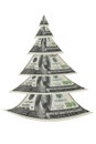 Christmas tree made from hundreds dollars Royalty Free Stock Photo