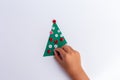 Christmas tree made by kids, Flat lay. christmas concept. Royalty Free Stock Photo