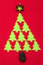 Christmas tree made from little green paper christmas trees Royalty Free Stock Photo