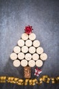 Christmas tree made from natural wine corks Royalty Free Stock Photo