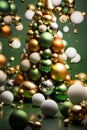 a christmas tree made of ornaments on a green background Royalty Free Stock Photo