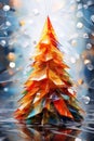 a christmas tree made out of colorful pieces of paper