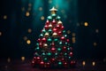 a christmas tree made out of ornaments on a dark background Royalty Free Stock Photo