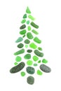 Christmas tree made of a pieces of seaglass isolated on white