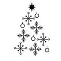 Christmas tree made from snowflakes icon. Simple xmas tree design