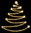 Christmas tree made by sparkler on a black background Royalty Free Stock Photo
