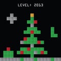 Christmas tree made from tetris game blocks