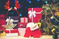 Christmas tree and many present boxes Royalty Free Stock Photo