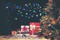 Christmas tree and many present boxes Royalty Free Stock Photo