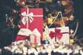 Christmas tree and many present boxes Royalty Free Stock Photo