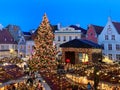 Christmas tree on market place in Tallinn old town hall square holiday travel to Estonia Europe Royalty Free Stock Photo