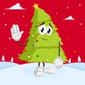 Christmas Tree mascot and goodbye pose