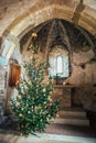 Christmas tree in a medieval chapel
