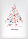 Christmas tree - Merry Chrismas greeting card Royalty Free Stock Photo